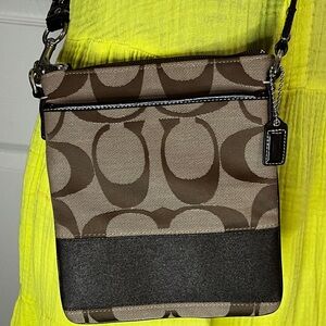 Coach Signature Brown and Tan Swing pack Crossbody Bag